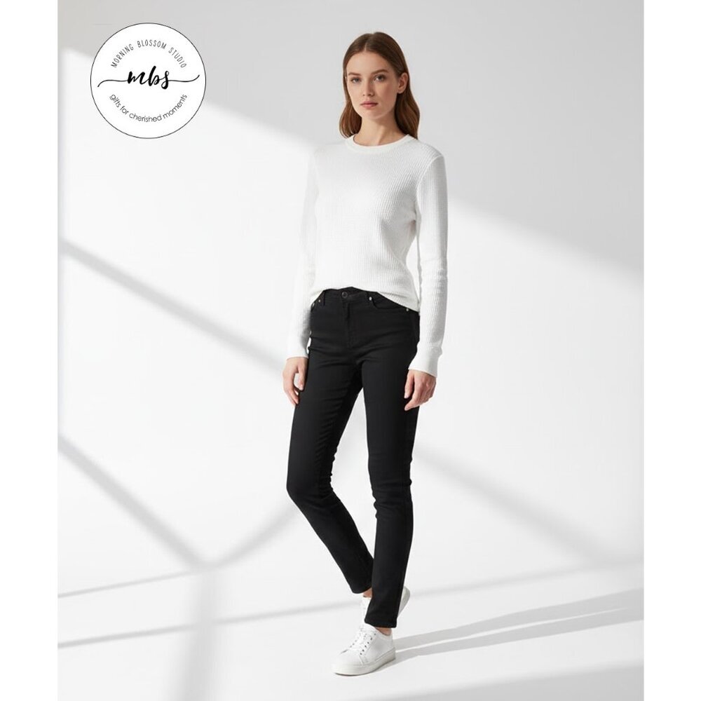 NWT Dear John Waffle Knit Crew Neck Long Sleeve Sweater White Women S